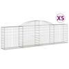 vidaXL Coșuri gabion arcuite 5 buc., 300x30x80/100 cm, fier galvanizat