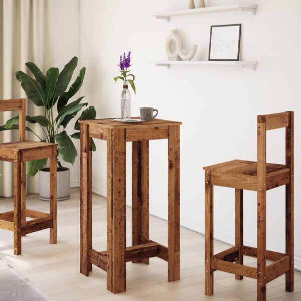 vidaXL Masă bar, lemn vechi, 51x50x103,5 cm, lemn prelucrat