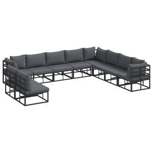 vidaXL Set de canapele pentru grădină 10 buc. Negru Aluminiu