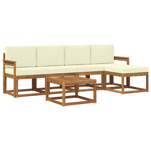 vidaXL Set de canapele de exterior cu pernă 6 pcs Natural și Crem