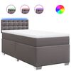 vidaXL Pat box spring cu saltea, gri, 100x200 cm, piele ecologică