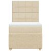 vidaXL Pat box spring cu saltea, crem, 90x190 cm, textil