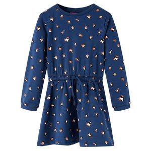 vidaXL Rochie pentru copii cu m&acirc;neci lungi, bleumarin, 104