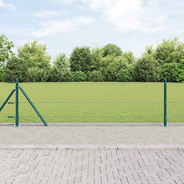 vidaXL St&acirc;lp de gard. Verde 100 x 0,6 m (plasă de 13 mm) Oțel și PVC