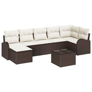 vidaXL Set de canapea 8 buc. Maro poliratan