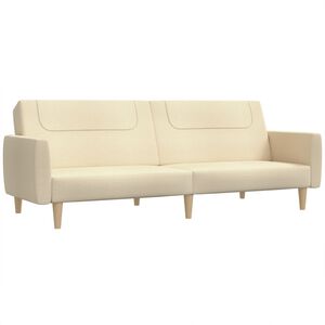 vidaXL Canapea extensibilă cu 2 locuri, crem, material textil
