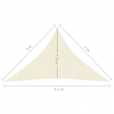 vidaXL Pânză parasolar, crem, 3x3x4,2 m, HDPE, 160 g/m²