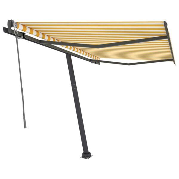 vidaXL Copertină autonomă retractabilă automat, galben&alb, 350x250 cm