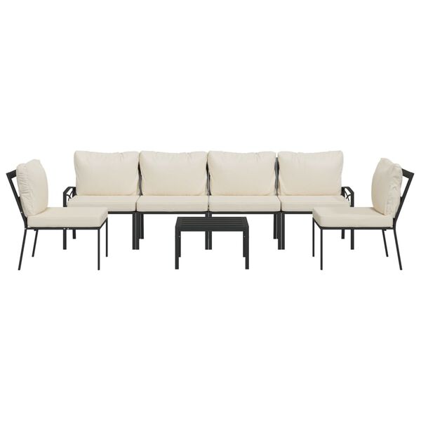 vidaXL Set mobilier de grădină cu perne nisipii, 7 piese, oțel