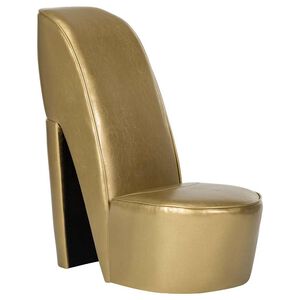 vidaXL Scaun, design toc &icirc;nalt, auriu, piele ecologică