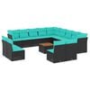 vidaXL Set mobilier de grădină cu perne, 14 piese, negru, poliratan