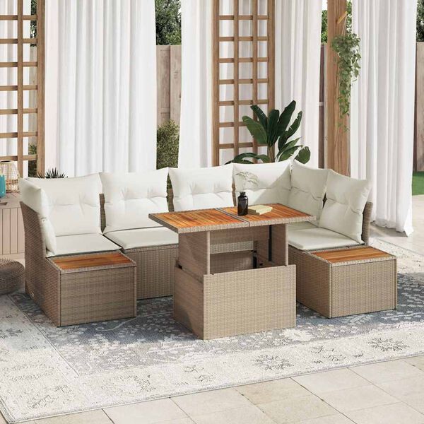 vidaXL Set de canapele pentru grădină 10 pcs Bej Rattan poli