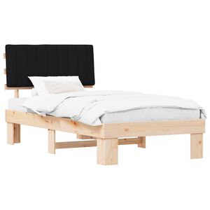 vidaXL Cadru de pat cu tăblie tapițată cu headboard Negru 100 x 200 cm