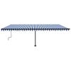 vidaXL Copertină retractabilă manual, LED, albastru și alb, 600x350 cm