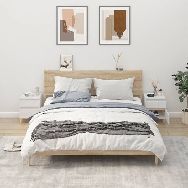 vidaXL Noptiere, 2 buc., alb extralucios, 40x35x50 cm