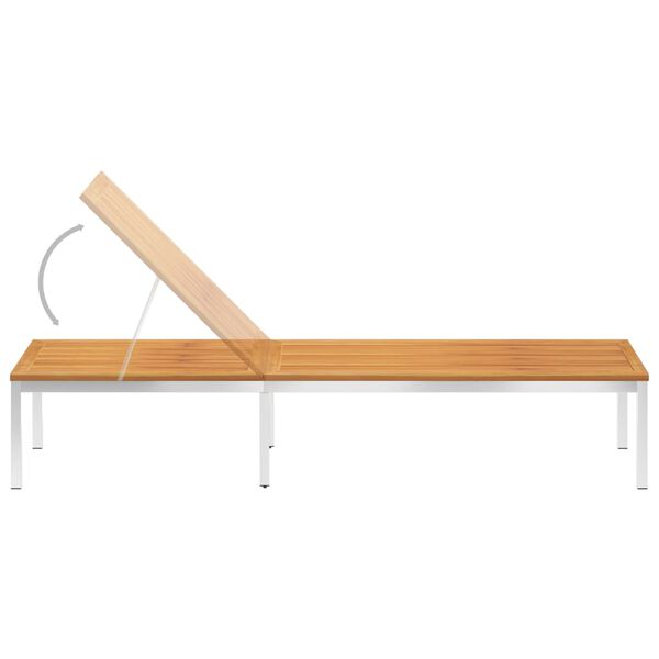 vidaXL Șezlong, lemn masiv de acacia și oțel inoxidabil