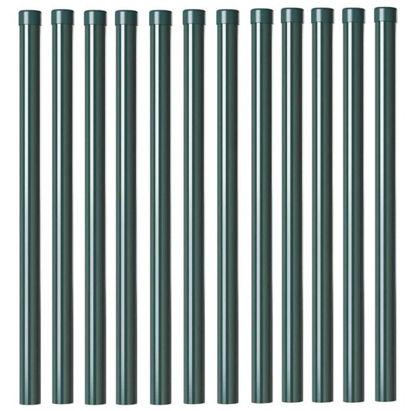 vidaXL Stâlpi de Gard 12 pcs Verde 90 cm Oțel vopsit în pulbere