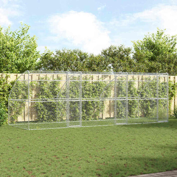 vidaXL Cușcă pentru c&acirc;ini 3 pcs Argintiu 6 x 2 x 2 m Oțel galvanizat