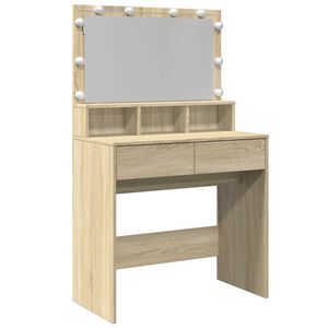 vidaXL Masă de toaletă cu LED, stejar sonoma, 80x41x134,5 cm