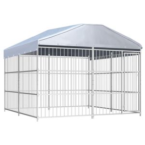 vidaXL Padoc de exterior cu acoperiș pentru c&acirc;ini, 300x300x200 cm
