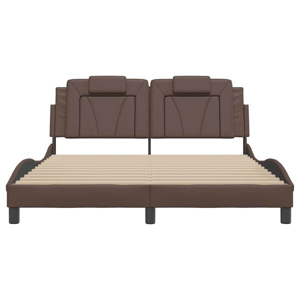vidaXL Cadru de pat, Viana, fără saltea, maro, 160x200 cm, piele ecologică