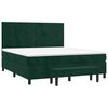 vidaXL Pat box spring cu saltea, verde &icirc;nchis, 180x200 cm, catifea
