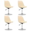 vidaXL Scaune de bucătărie pivotante, 4 buc., crem, material textil