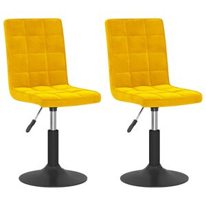 vidaXL Scaune de bucătărie pivotante, 2 buc., galben muștar, catifea