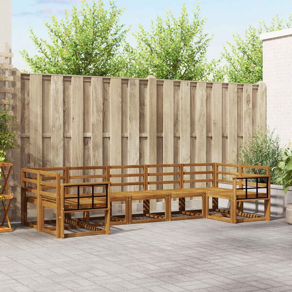 vidaXL Set de canapele de exterior 7 pcs natural Lemn Solid de Acacia
