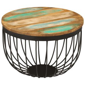 vidaXL Măsuță de cafea &Oslash;50x35 cm, lemn masiv recuperat și oțel