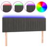 vidaXL Tăblie de pat cu LED, gri &icirc;nchis, 144x5x78/88 cm, catifea