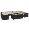 vidaXL Set mobilier de grădină cu perne, 12 piese, negru, poliratan