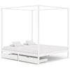 vidaXL Cadru pat cu badachin 2 sertare alb 160x200 cm lemn masiv pin