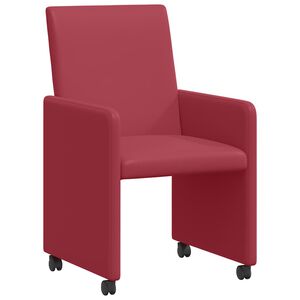 vidaXL Scaune de dining cu roți 2 buc. Piele artificială bordo