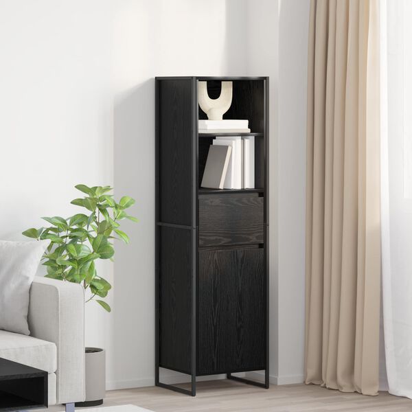 vidaXL Dulap pentru cărți cu sertar Stejar Negru 43 x 36 x 150.5 cm
