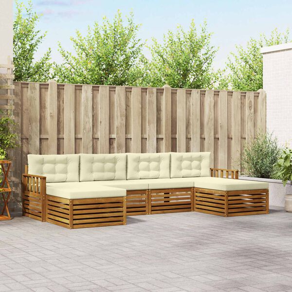 vidaXL Seturi de canapele 6 pcs Natural și Crem Lemn Solid de Acacia