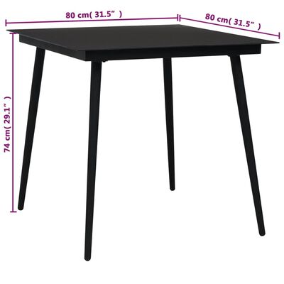 vidaXL Set mobilier de exterior, 5 piese, negru, frânghie și oțel