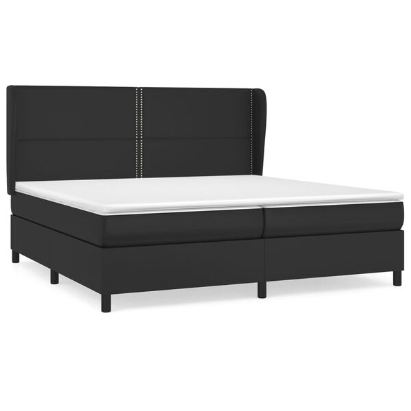 vidaXL Pat box spring cu saltea, negru, 200x200 cm, piele ecologică