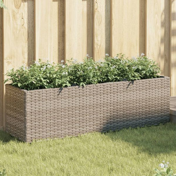 vidaXL Jardinieră de grădină cu 3 ghivece gri 105x30x32 cm poliratan