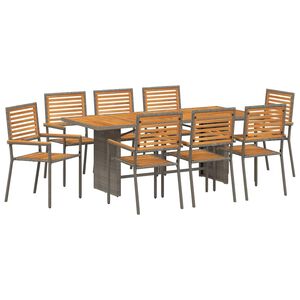 vidaXL Set de masă pentru grădină 9 pcs Gri și Brown poliratan