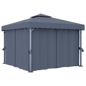vidaXL Pavilion cu perdea, antracit, 3 x 3 m, aluminiu