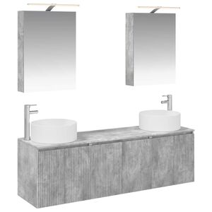 vidaXL Set dulap baie 5 pcs Gri Beton Lemn prelucrat