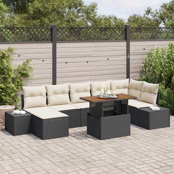 vidaXL Set de canapele pentru grădină 8 pcs Negru Rattan poli