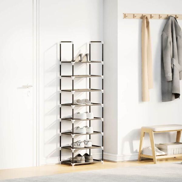 vidaXL Suport pantofi 8 niveluri, negru, 44x28x145 cm, țesătură nețesă