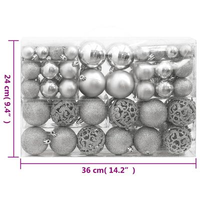 vidaXL Set globuri de Crăciun 111 buc., argintiu, polistiren