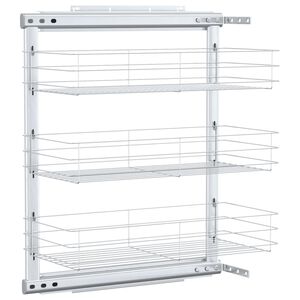 vidaXL Coș s&acirc;rmă bucătărie retractabil 3 niveluri argintiu 47x25x56 cm
