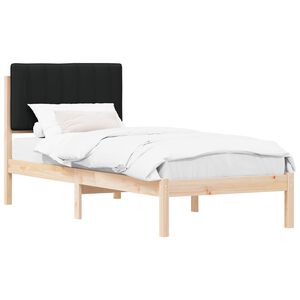 vidaXL Cadru de pat cu tăblie tapițată cu headboard Negru 75 x 190 cm