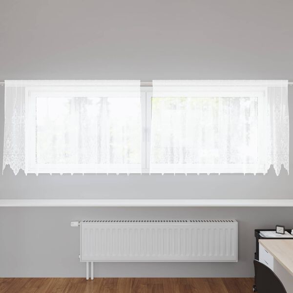 vidaXL Cortină din Dantelă cu perdele Alb 120 x 300 cm Poliester