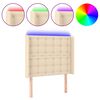 vidaXL Tăblie de pat cu LED, crem, 103x16x118/128 cm, textil
