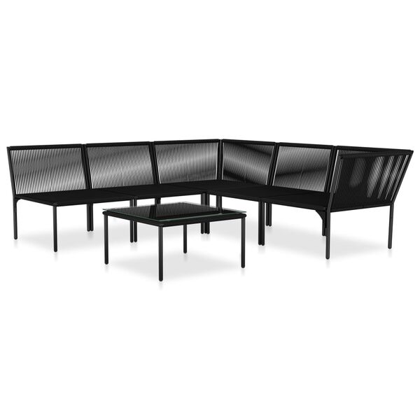 vidaXL Set mobilier de grădină cu perne, 6 piese, negru, PVC